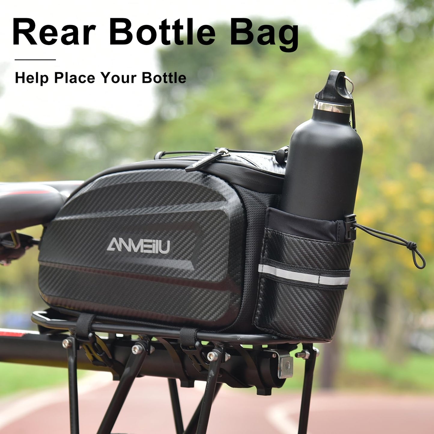 ANMEILU Bike Rack Bag Bicycle Trunk Pannier Bag 6L Waterproof Bike Rear Rack Bag Water Resistant Zipper Cycling Pack Back Seat Cargo Pouch with Strap & Rain Cover