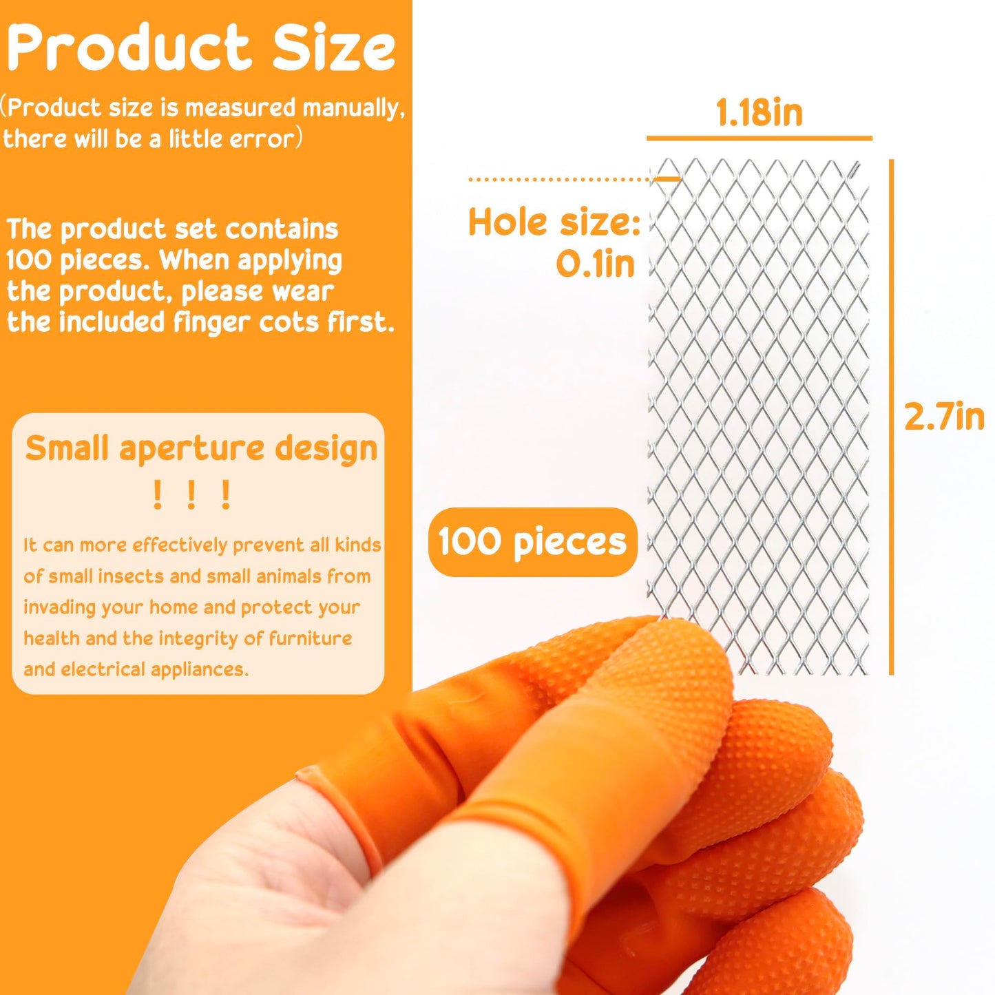 LUTQ Stainless Steel Brick Weep Hole Covers for Brick Walls - 100 Pack Diamond Hole Brick Weep Hole Inserts (0.1in x 0.2in Aperture) with Hook and Spatula for Easy Installation and Replacement