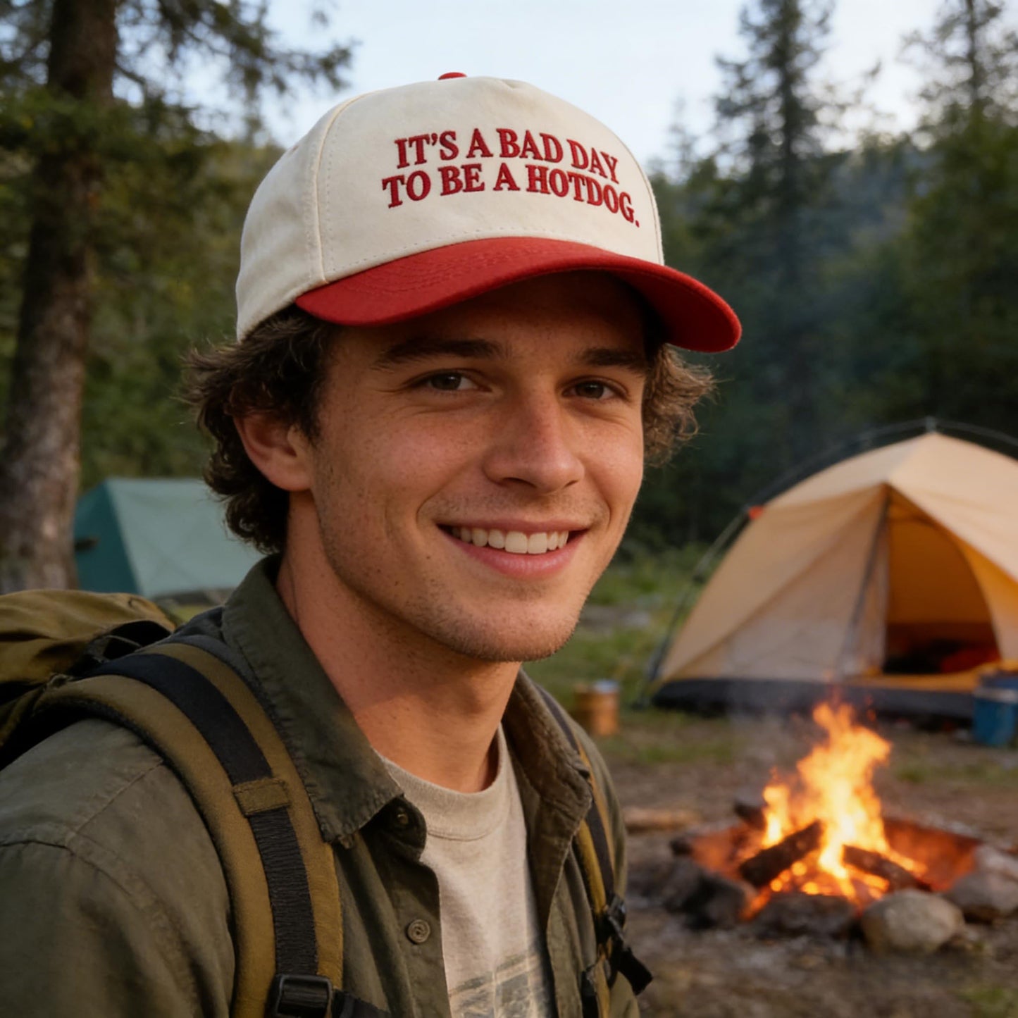 It's a Bad Day to be a Hotdog.Adjustable hat Double-Color Baseball Cap Adjustable Embroidered Baseball caps Outdoor Hats (red)