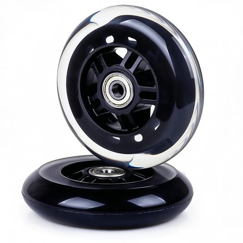 100mm Scooter Wheels (Pair) - Compatible with Most Setups, Pre-installed ABEC-7 Bearings, 24mm Width Pro Stunt Wheels, Black