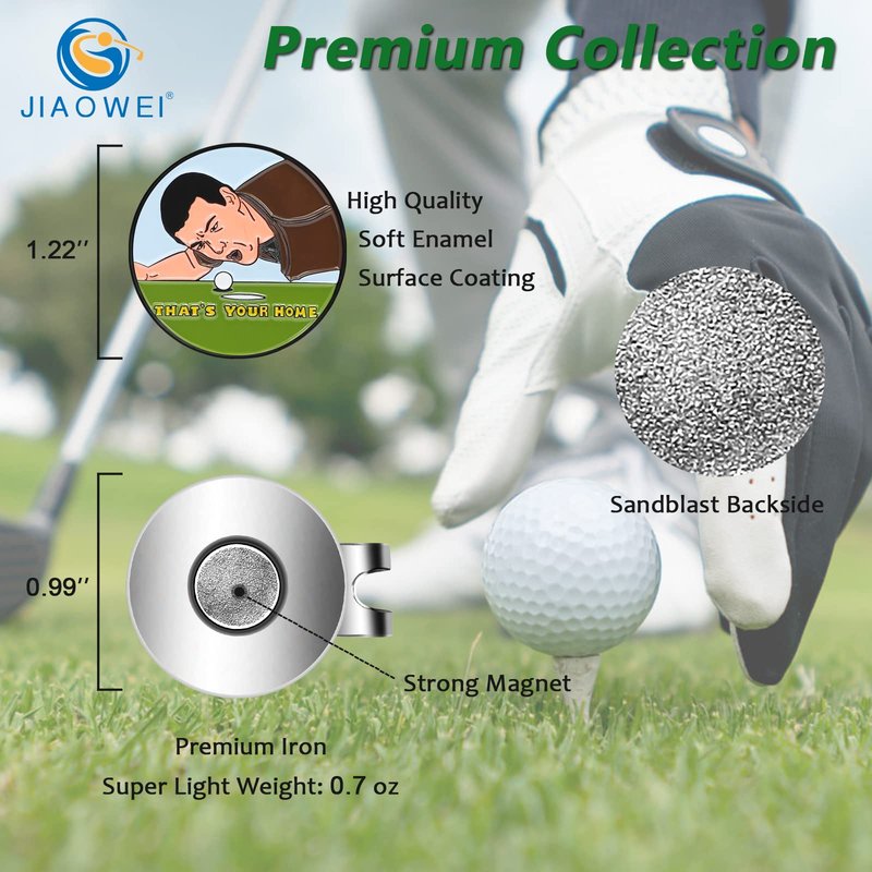JIAOWEI Enamel Golf Ball Marker with Magnetic Hat Clip - Funny Golf Accessories - Great Gift for Golf Lovers - Go Your Home