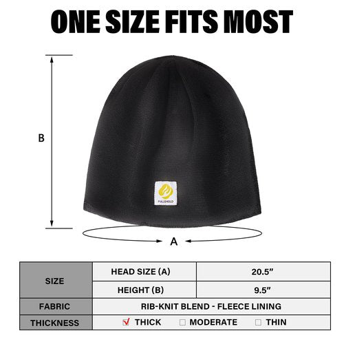 Fullsheild FR Double-Layer Thermal Knit Beanie Cap Warm Winter Flame Resistant Head Covering Welding Hat Black