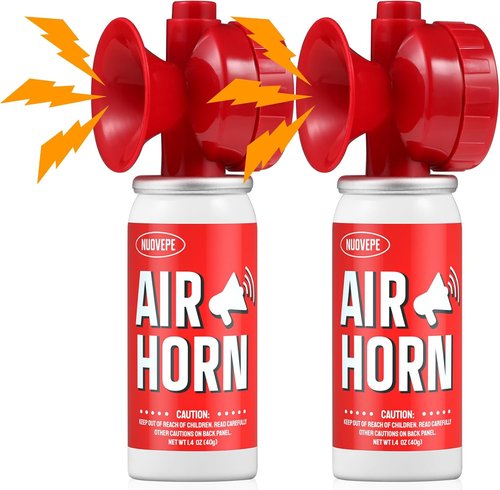 Air Horns - 1.4oz Safety Boat Horn with 120 dB Sound | Red Bear Scare Horn (2 Pack)