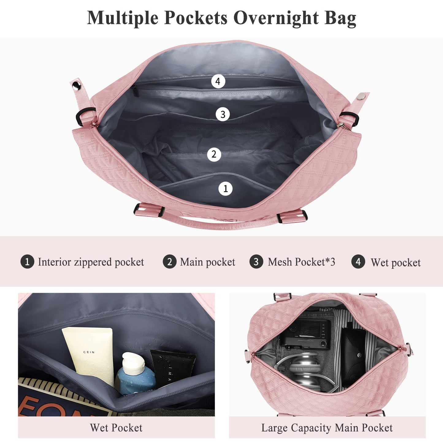 Travel Duffel Bag,Overnight Weekender Bags for Women with Wet Pocket