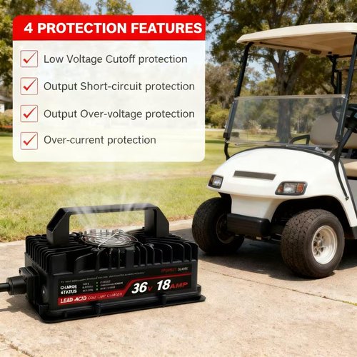 EPOWREY 36 Volt Golf Cart Battery Charger Onboard 18 AMP for EZGO TXT RXV/Club Car/Yamaha with Ring Terminals Plug