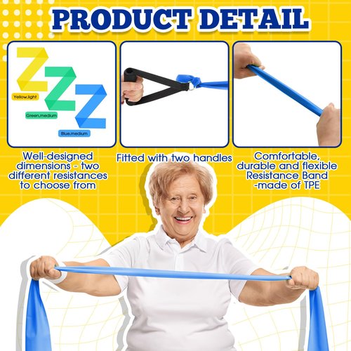 3 Pcs Resistance Band with Handles Chair Exercise Equipment for Seniors Physical Therapy Band Gifts for Elderly Women Rehab, Physical, Grandma, Grandpa
