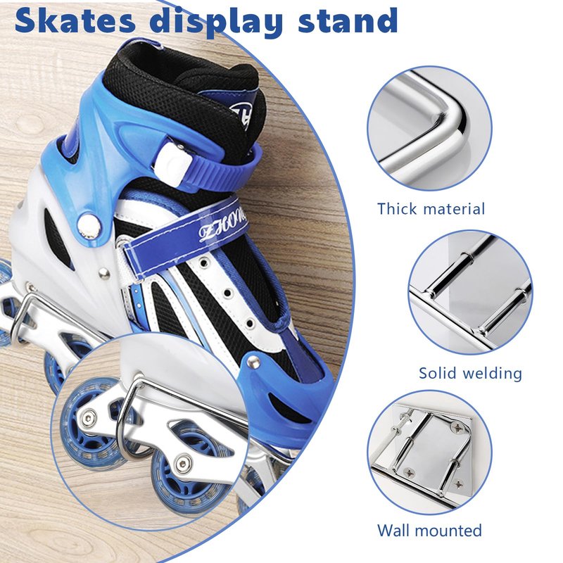 MogPnaMau 2 Pcs Roller Skate Display Stand, Ice Skate Rack, Wall Mounted Skate Rack, Roller Skate Holder for Ice Skates, Roller Skates Display Holder (Wall mounted)
