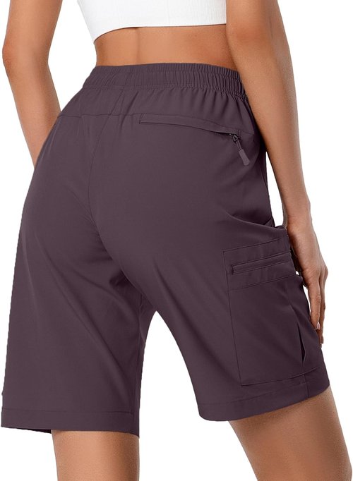 Hugut Women's Hiking Cargo Shorts - Quick Dry Athletic Shorts with Zipper Pockets | Water Resistant, Lightweight