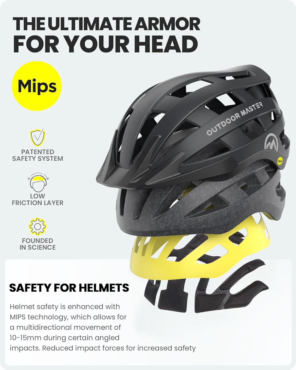 OutdoorMaster Gem II MIPS Bike Helmet - Lightweight Cycling Safety with Light for Youth & Adults