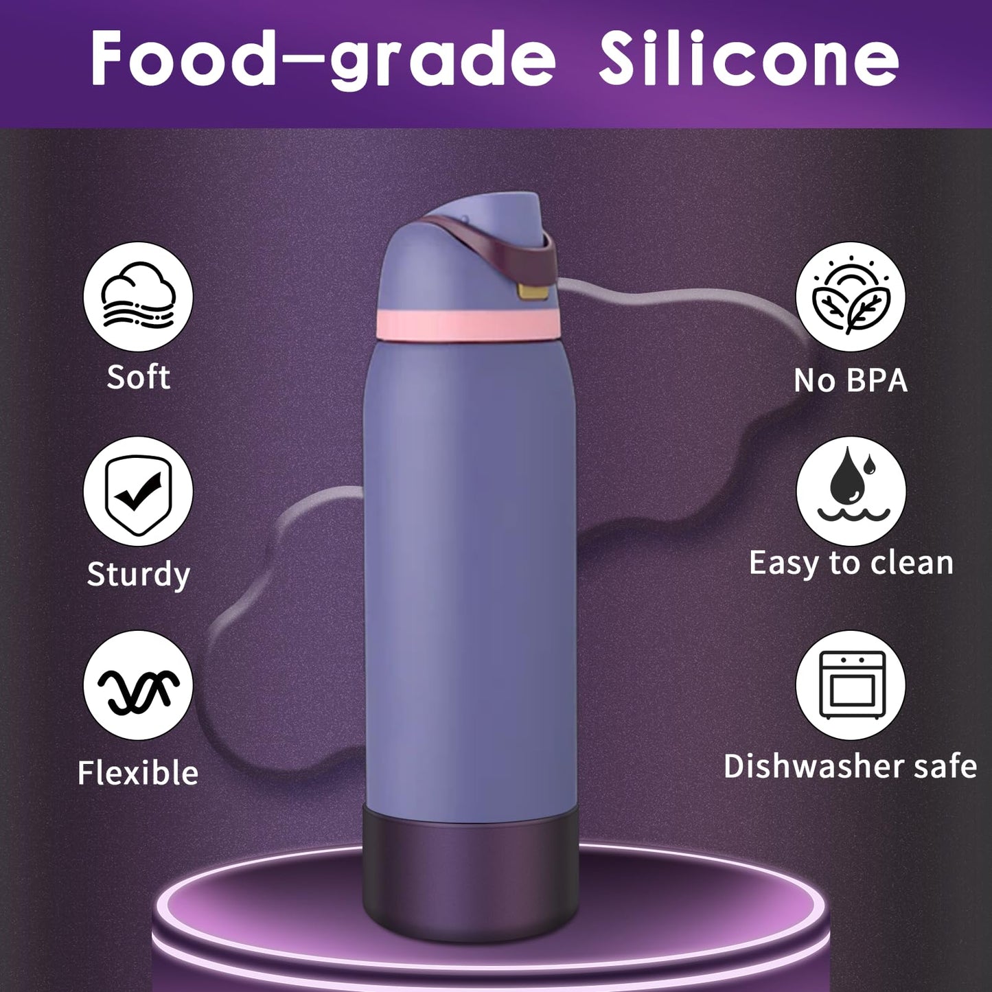 BKBY Chameleon Silicone Water Bottle Boot, Compatible with Owala 24oz 32oz 40oz, Gradient Matte Luster Cup Sleeve Bottom Cover for FreeSip, Twist, or Flip Stainless Steel Water Bottles