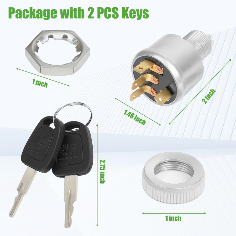 10L0L Ignition Switch for EZGO Golf Carts (1981-Up) - 4-Terminal Key Starter Switch Compatible with TXT, Workhorse, ST, Shuttle & Medalist Models - Replace OEM 33639-G01 (Standard Key)