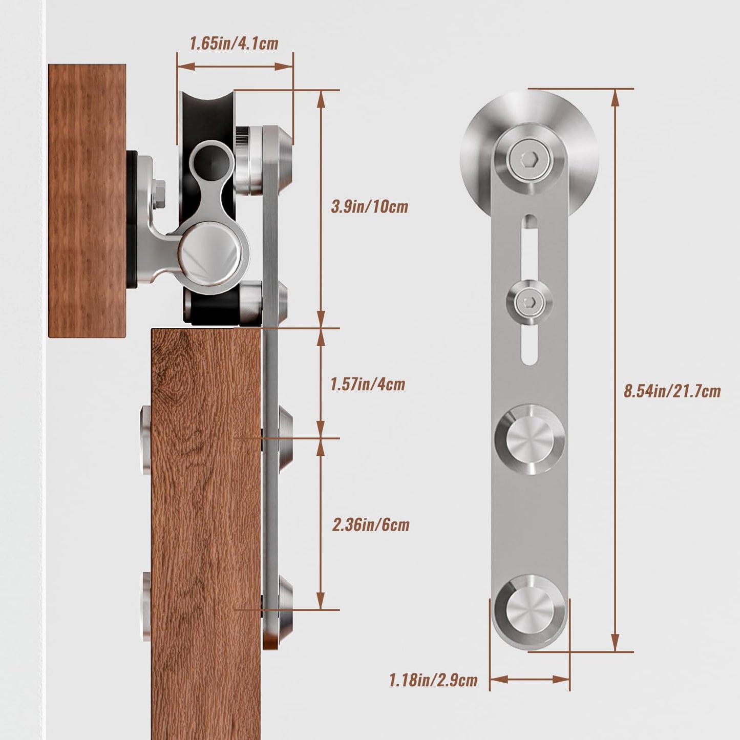 TOIMIOTOIM 6FT Stainless Steel Sliding Barn Door Hardware Kit, Slide Smoothly Quietly,Easy Install,Heavy Duty Sturdy Barn Door Track for 36" Single Wood Door