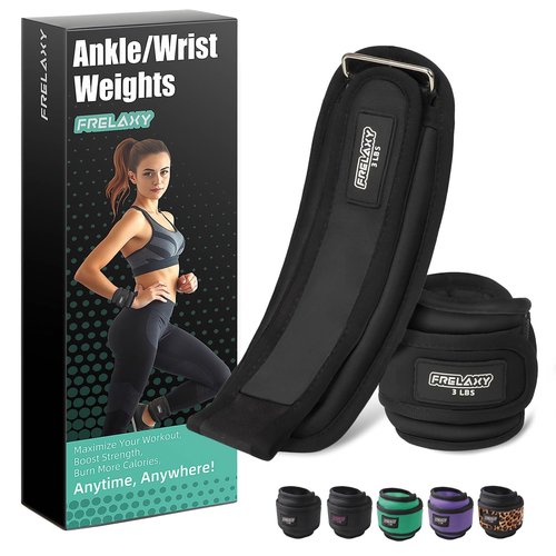 Frelaxy Ankle Weights Sets for Women Men Kids 1lb 2lb 3lb Pairs with Adjustable Straps, Strength weighted for Physical Therapy Running Walking Fitness Gym Workout (Black/White, 3 lbs x 2)
