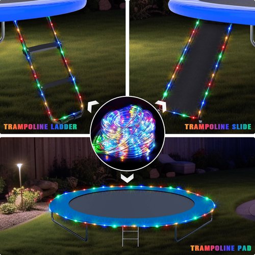 JMEXSUSS Trampoline Lights - 200 LED Solar String Lights, 66ft Waterproof, 8 Modes for Outdoor Fun