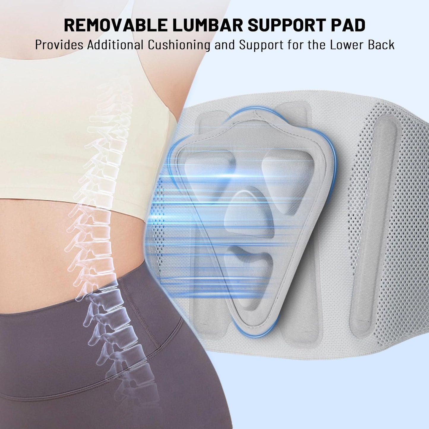 AUTOSAGE Plus Size Adjustable Back Brace-Size XXL(Belly 53.1-61.0 in), Featuring an Adjustable Triangle Support Pad,4 Steel Stays,and 1 Spring,Breathable Design,Ideal for Office and Housework.