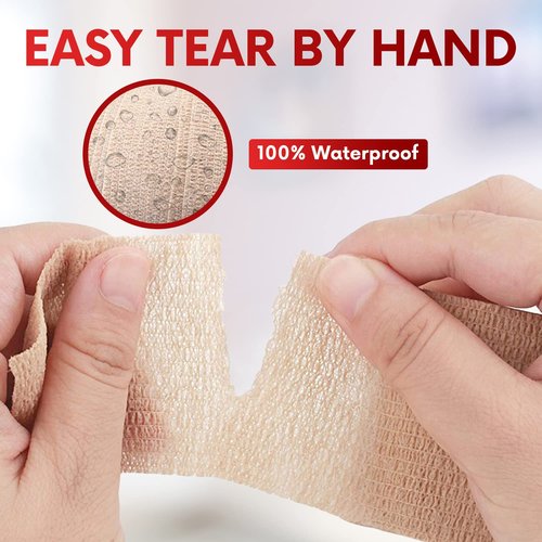HEALQU Self Adhesive Bandage Wrap – 12 Rolls 3" x5Yd Cohesive Tape for Athletic & Sports -Self Adherent Medical Tape, Flexible, Waterproof Elastic Bandages for Wrist & Ankle Vet Wrap for Dogs