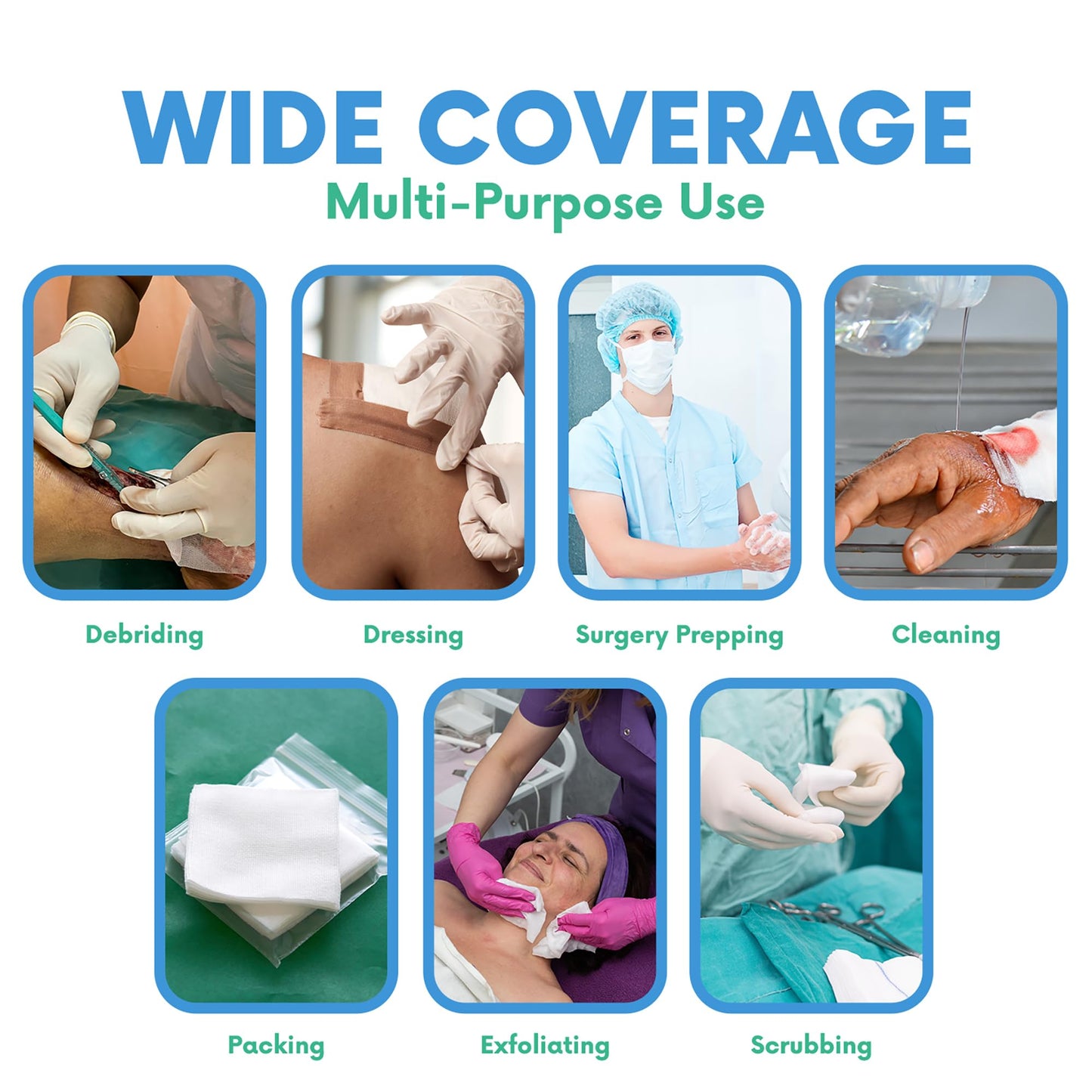 4x4 Large Sterile Gauze Pads - 100 Pack, 12-Ply Woven Cotton, Individually Wrapped Medical Gauze Sponges, Soft & Highly Absorbent Wound Dressings for First Aid Kits & Home Care by HEALQU