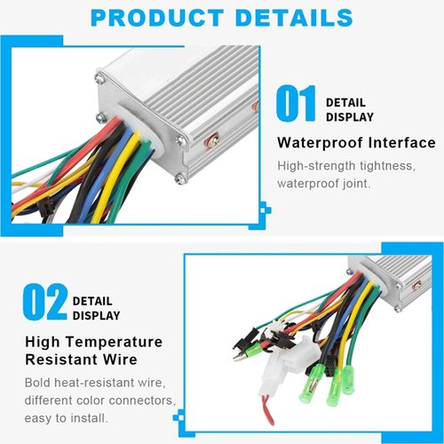 Ezweiji Brushless Motor Controller with Waterproof LCD Display Panel, 36V/48V 350W Electric Scooter Controller Kit for Electric Bicycle Scooter