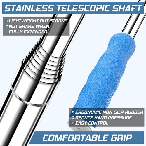 prowithlin Golf Ball Retriever Telescopic, Non-Rust Golfing Tool with a Rubber Loop to Pick up Balls in Water, Great Accessory and Gift for Men's Golfers (Blue, 12ft)