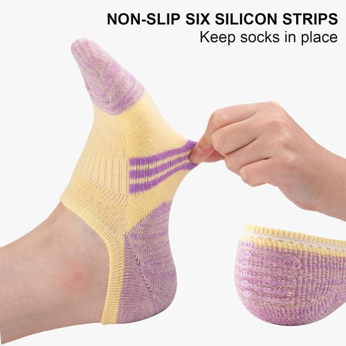 COOPLUS No Show Socks - Women's Athletic Cushioned Cotton Low Cut | Non-Slip Invisible (6 Pairs)