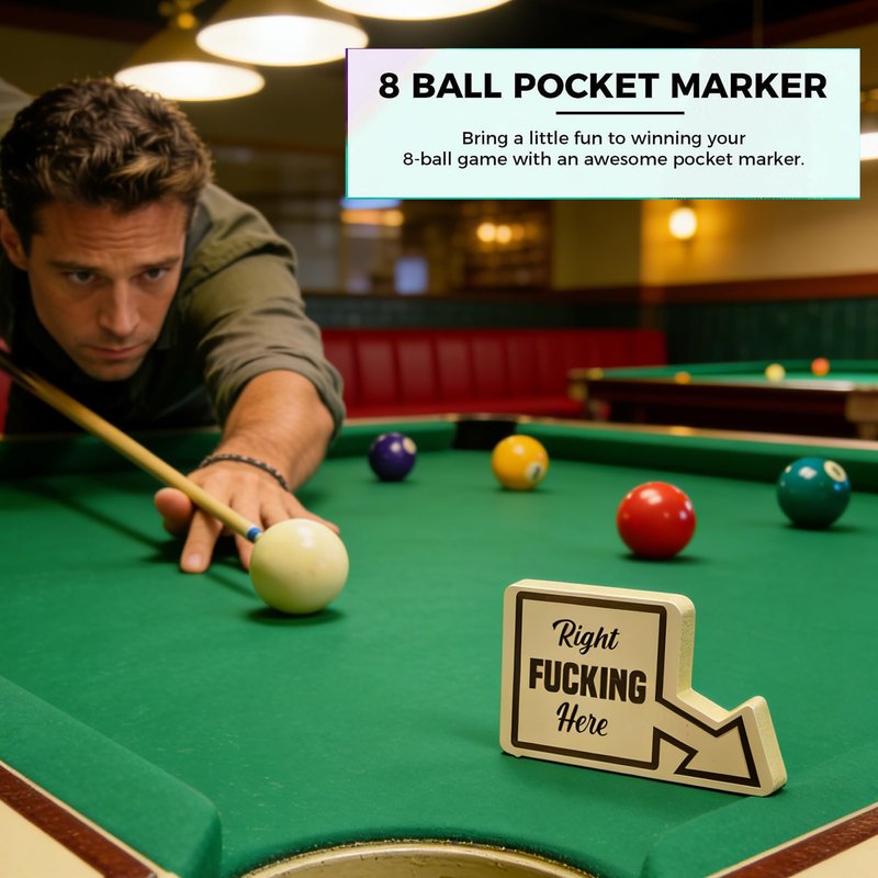 8 Ball Pocket Marker Funny, Funny Pool Table Decoration Sign,Golf Ball Marker,Mark Your Pocket,Mini Billiards Game Accessories Gifts for Men (6pcs)