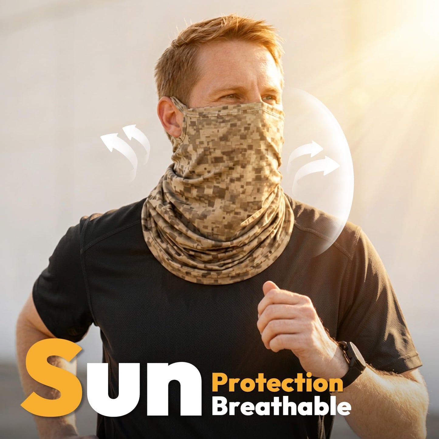 HONGTEYA 6 Pack Summer Neck Gaiter, UV Protection Cooling Face Mask Breathable Bandana Head Scarf Face Cover for Men Women