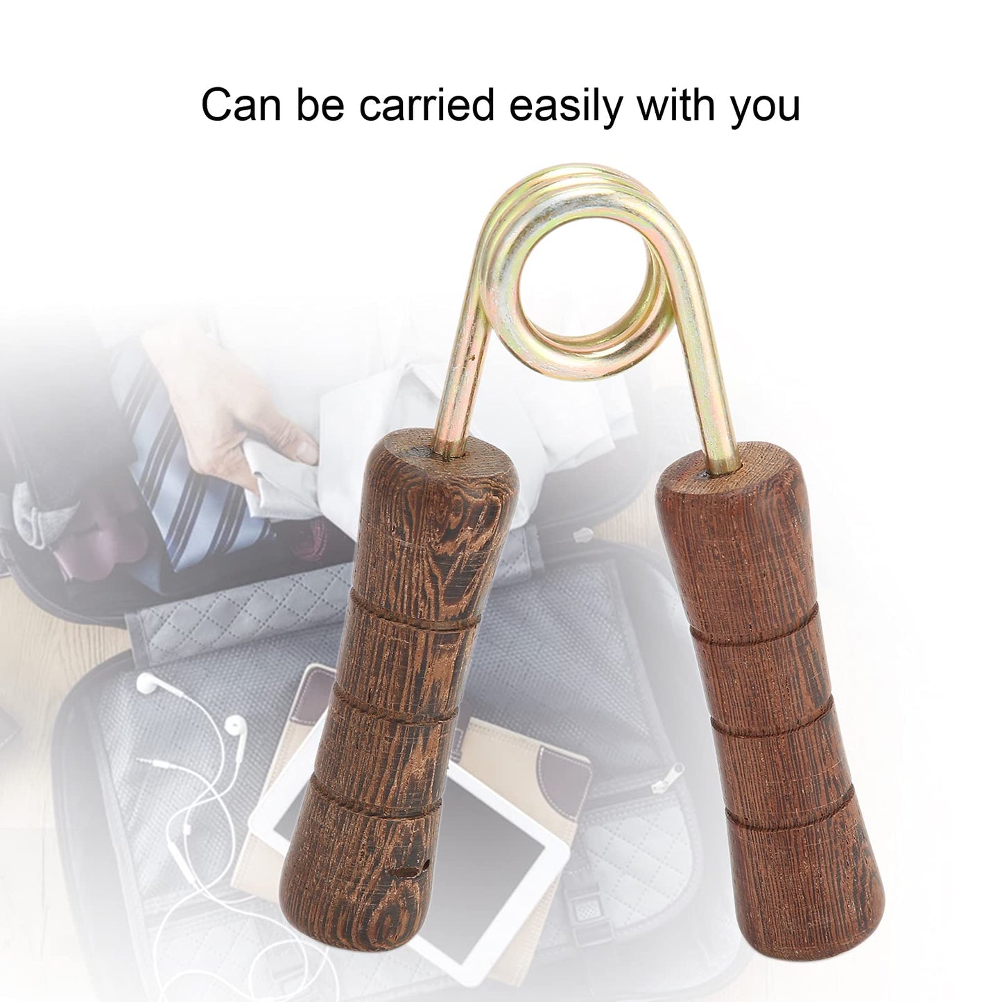 Hand Grip Strengthener, Wood Handle Hand Grip Strengthener, Wrist & Forearm Hand Exerciser Metal Grip Strength Trainer Hand Grip Finger Strengthener