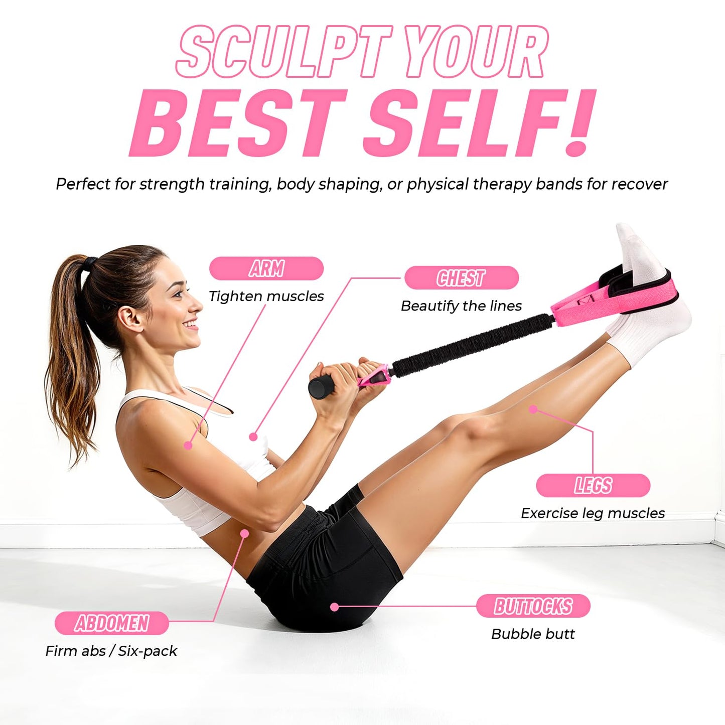 NTIUYOT Pedal Resistance Band with Handle, Upgraded Durable Thickened Latex Tubes and Soft Foam Fabric Foot Pedal, Sit Up Exercise Equipment for Abdomen, Waist, Arm, Core/ABS, Leg, Physical Therapy