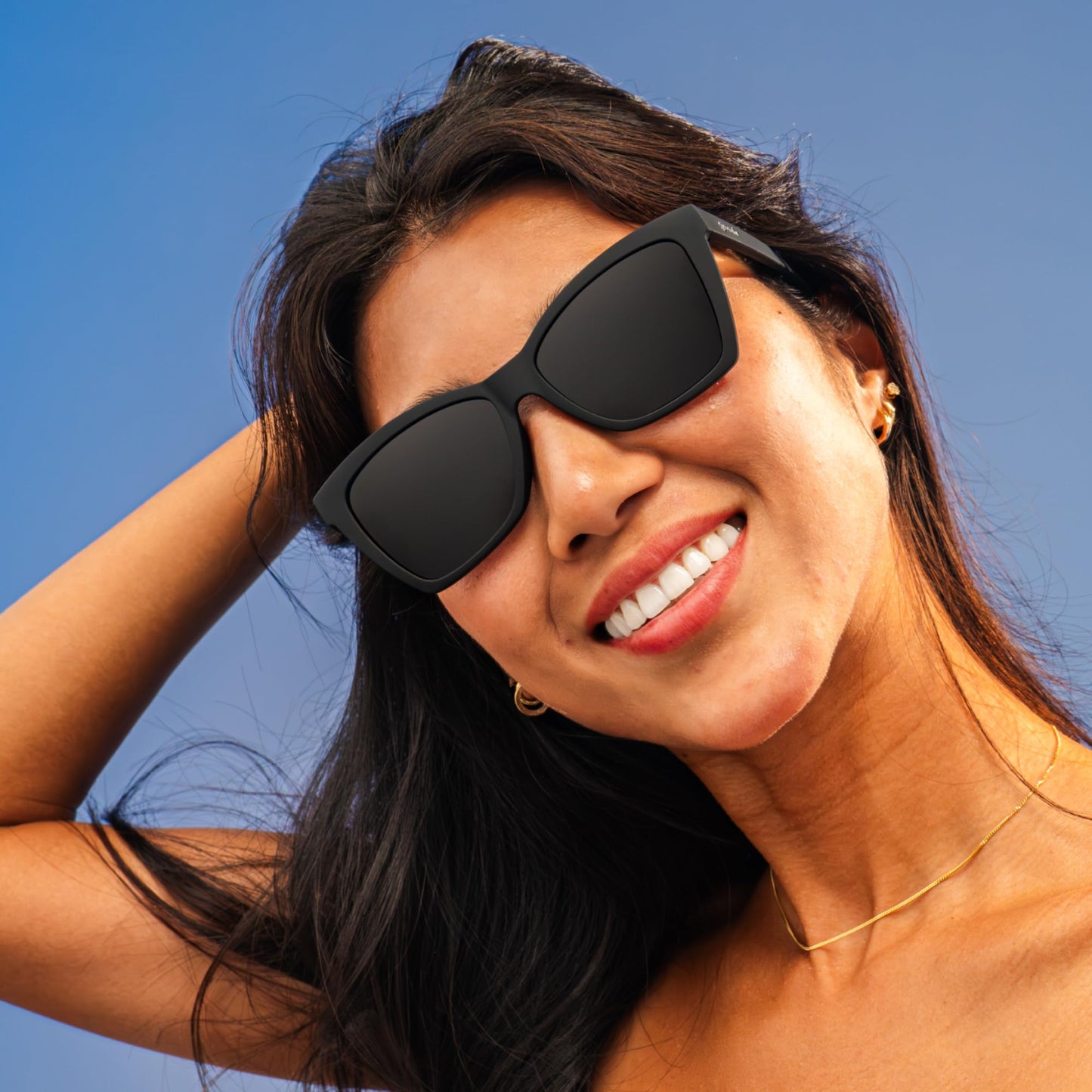 goodr New Wave Renegade Polarized Sunglasses, Medium Sized (Glam G), Black Solid Cat-Eye Frames with Black Gradient Lenses, Dark to Light Tint, UV400 Protection, No Slip, No Bounce