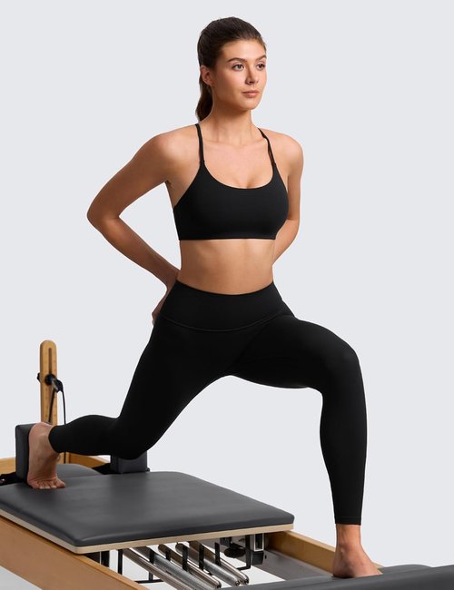 CRZ YOGA Sports Bra - Butterlift Double Lined V Back Design | Wireless Scoop Neck Yoga Top for Women