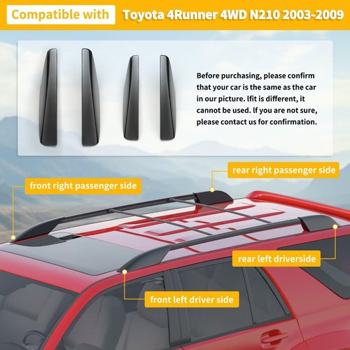 Car Roof Rack End Caps Compatible with Toyota 4Runner 4WD N210 2003 2004 2005 2006 2007 2008 2009 Roof Rack Cover Roof Rail End Cap Shell Protection Accessories