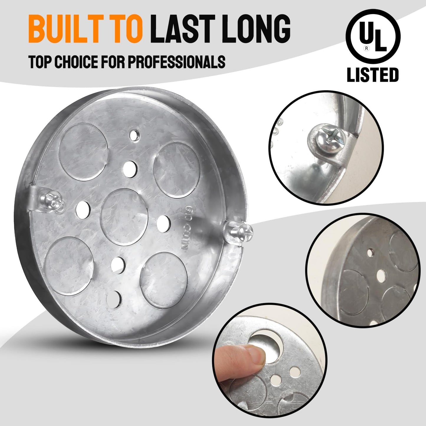 2 Pack Shallow Electrical Box, 1/2-Inch Deep, 1/2-Inch Bottom Knockouts 4-Inch Round Ceiling Pan Pancake Box Round Electrical Box (2)