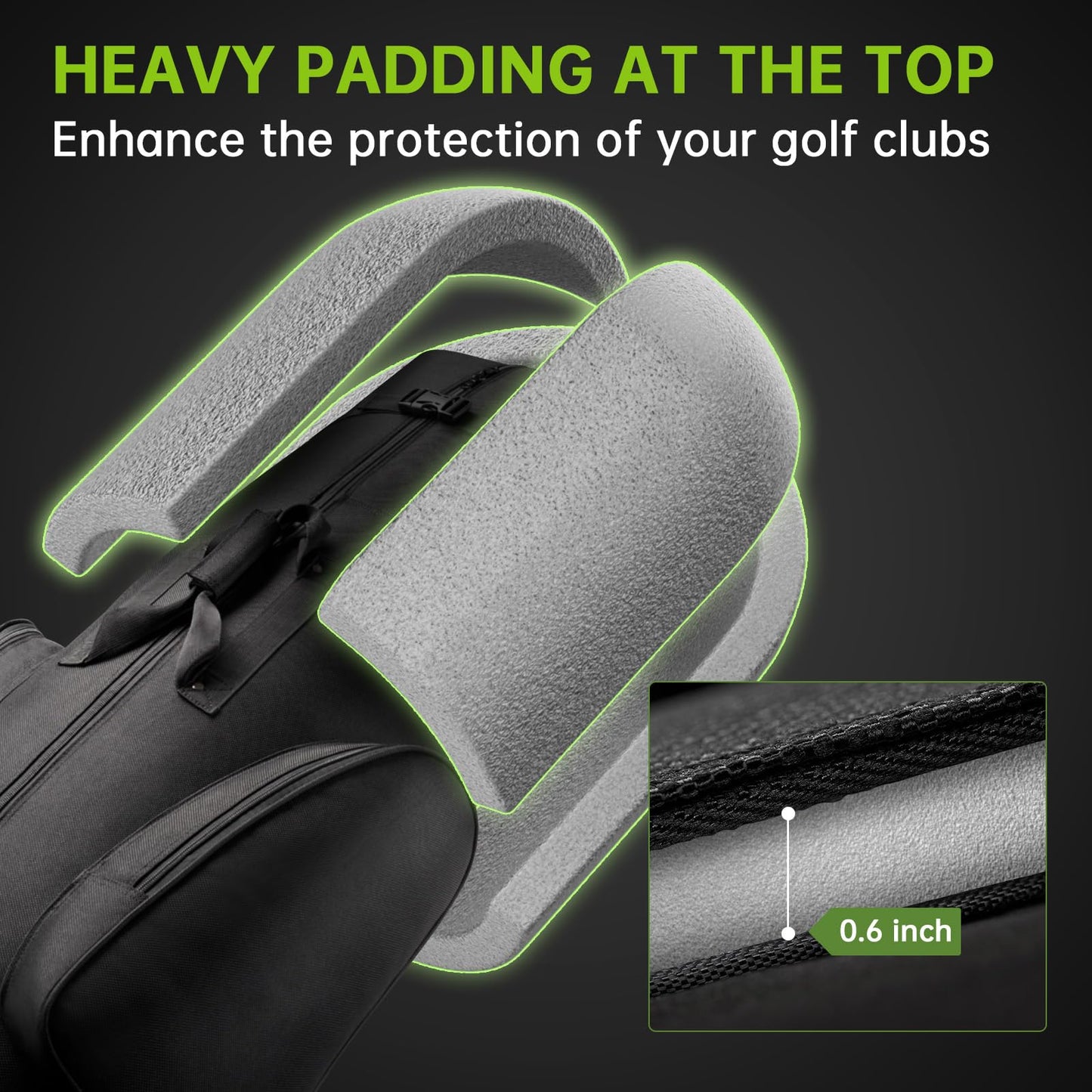 APTY Padded Golf Club Travel Bag with Wheels, Golf Luggage Case Cover for Airlines - 1680D Wear-Resistant Oxford, Waterproof Coating Layer, Universal Size