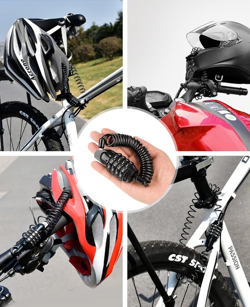 Jiaxitek Motorcycle Helmet Lock, Portable Password Combination Security Lock 59 Inch Cable Lock for Bicycle Motorbike Suitcase and Luggage