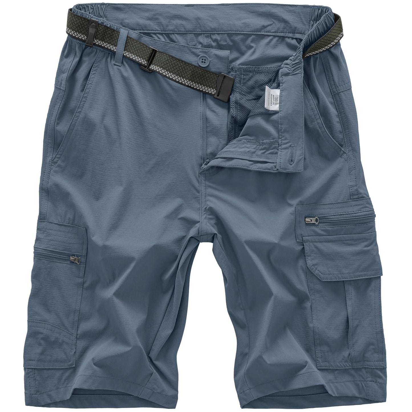 Jessie Kidden Mens Outdoor Casual Expandable Waist Lightweight Water Resistant Quick Dry Fishing Hiking Shorts (6222 Solid Blue Grey 38)