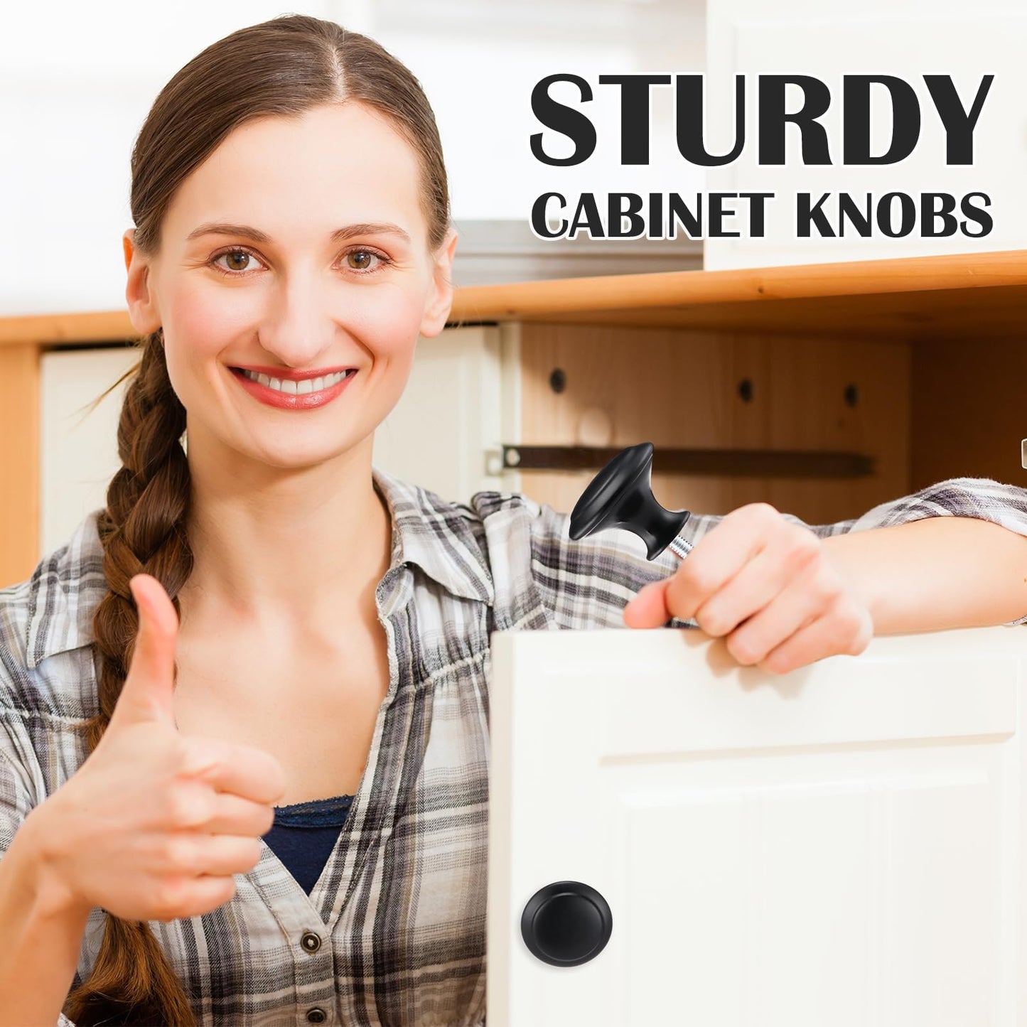 Ripeng 24 Pieces Round Kitchen Cabinet Door Knobs Black 1.2 Inch Cupboard Knob Solid Kitchen Drawer Pulls Cabinet Door Cupboard Hardware Dresser Handles with Screws for Dresser Drawer (1.2 Inch)