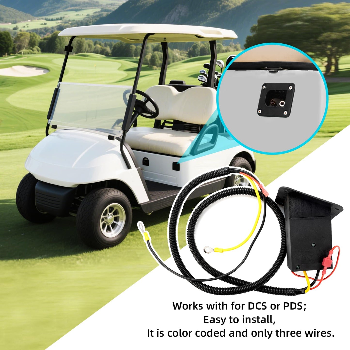 AIPSET 36 Volt Golf Cart Powerwise Charger Receptacle Compatible with EZGO TXT & Medalist with PDS/DCS Electric Golf Carts, Replace OEM# 73051-G29, 73063-G01