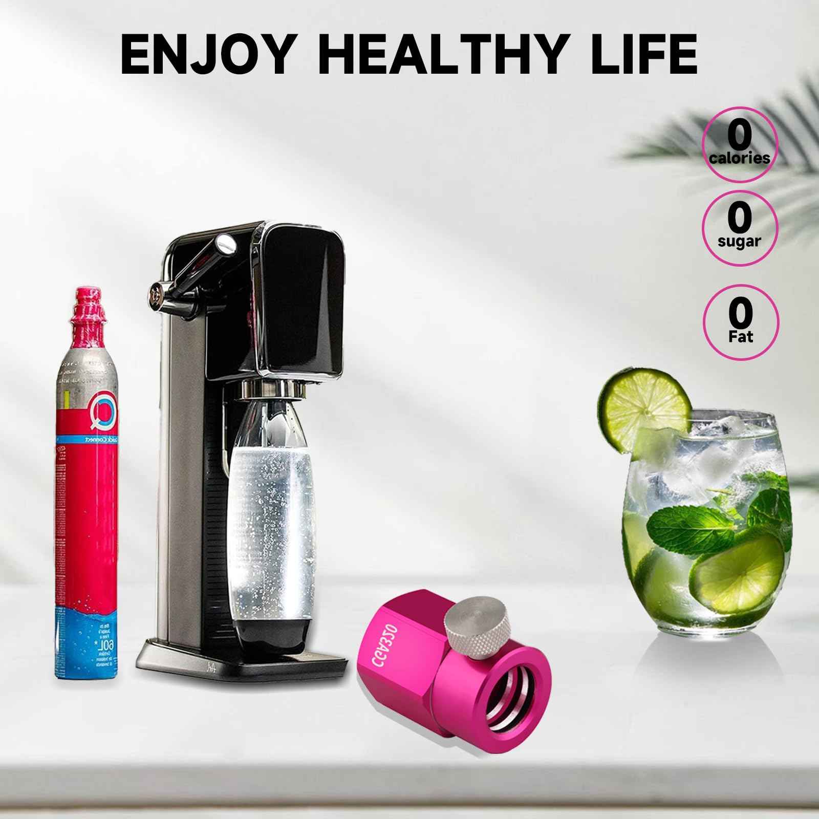GURUDAR Quick Connect CO2 Refill Adapter for Soda Maker Pink CO2 Cylinder, CGA320 CO2 Tank Connector Kit for Filling 60L CO2 Canister Compatible with DUO ART TERRA GAIA Machines