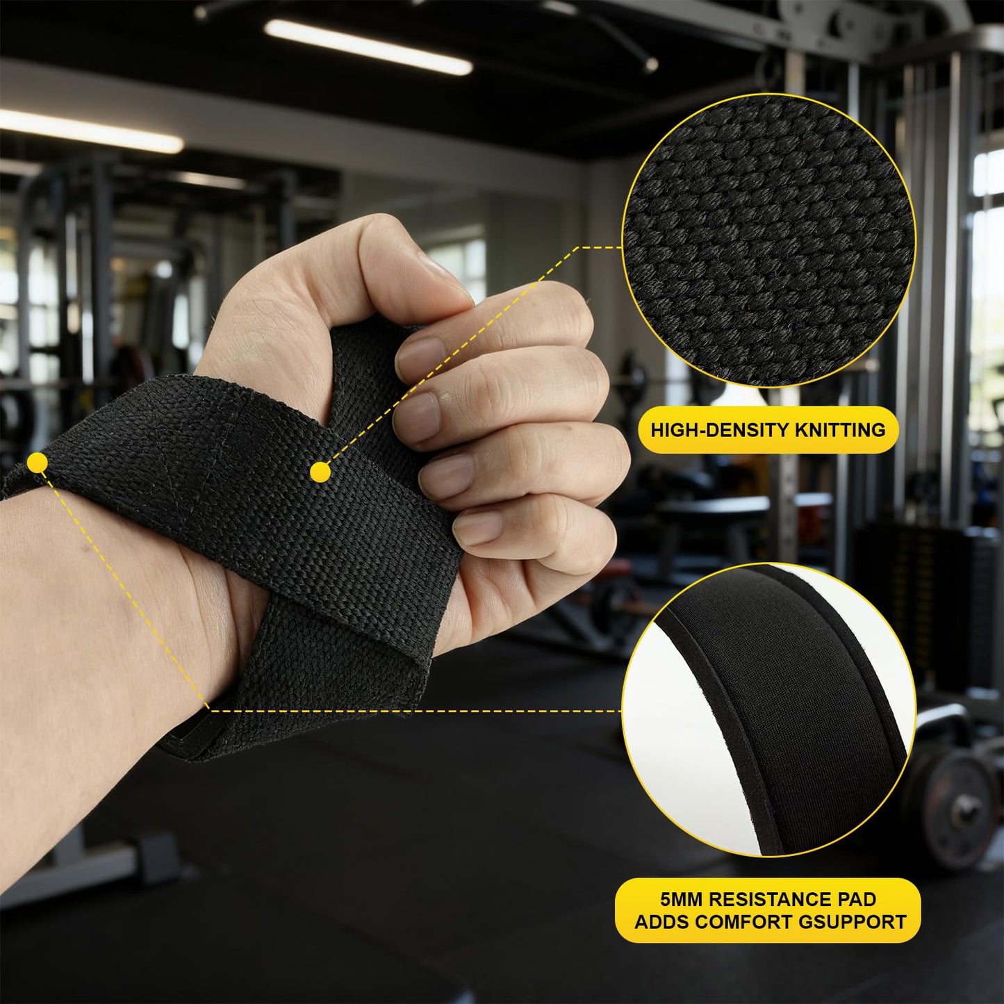 Padded Lifting Straps with Supportive Wrist Pads - 21.5" Long, 1.5" Wide - Reinforced for Durability & Comfort During Weight Training