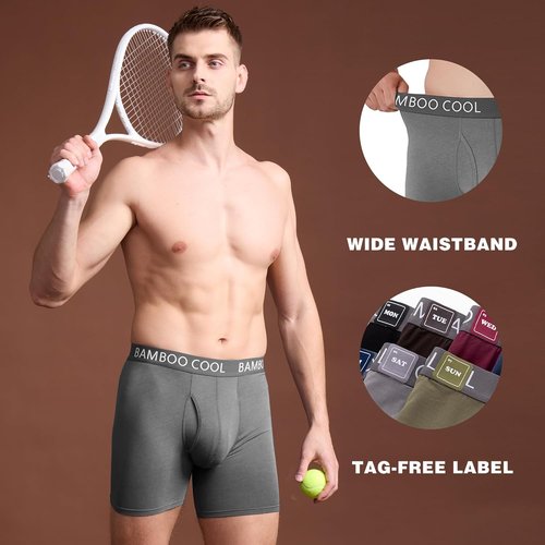 BAMBOO COOL Men's Ultra Breathable Boxer Briefs - No Riding Up | Comfortable Flexible Waistband, Multipack