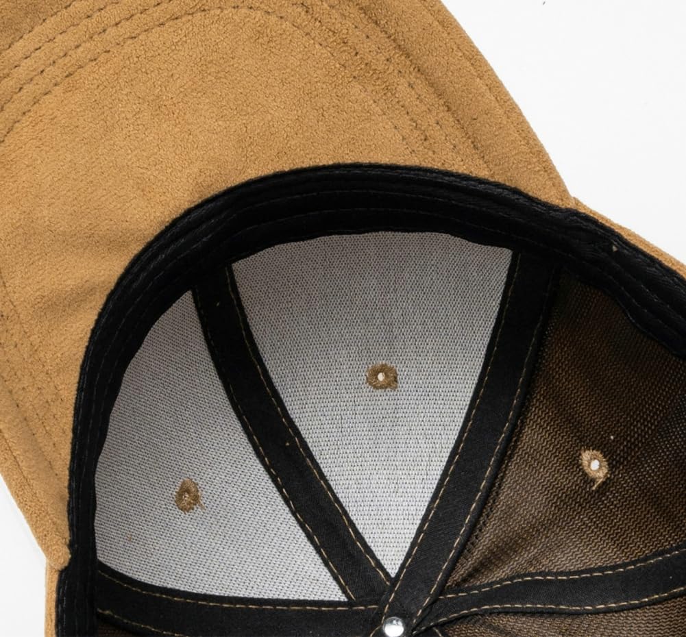 Women Men Vintage Faux Suede Baseball Cap Classic Suede Leather Adjustable Plain Hat Fall Winter Beige