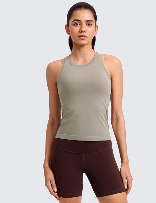 CRZ YOGA Seamless Workout Tank Tops for Women - Breathable Athletic Sleeveless Gym Shirts