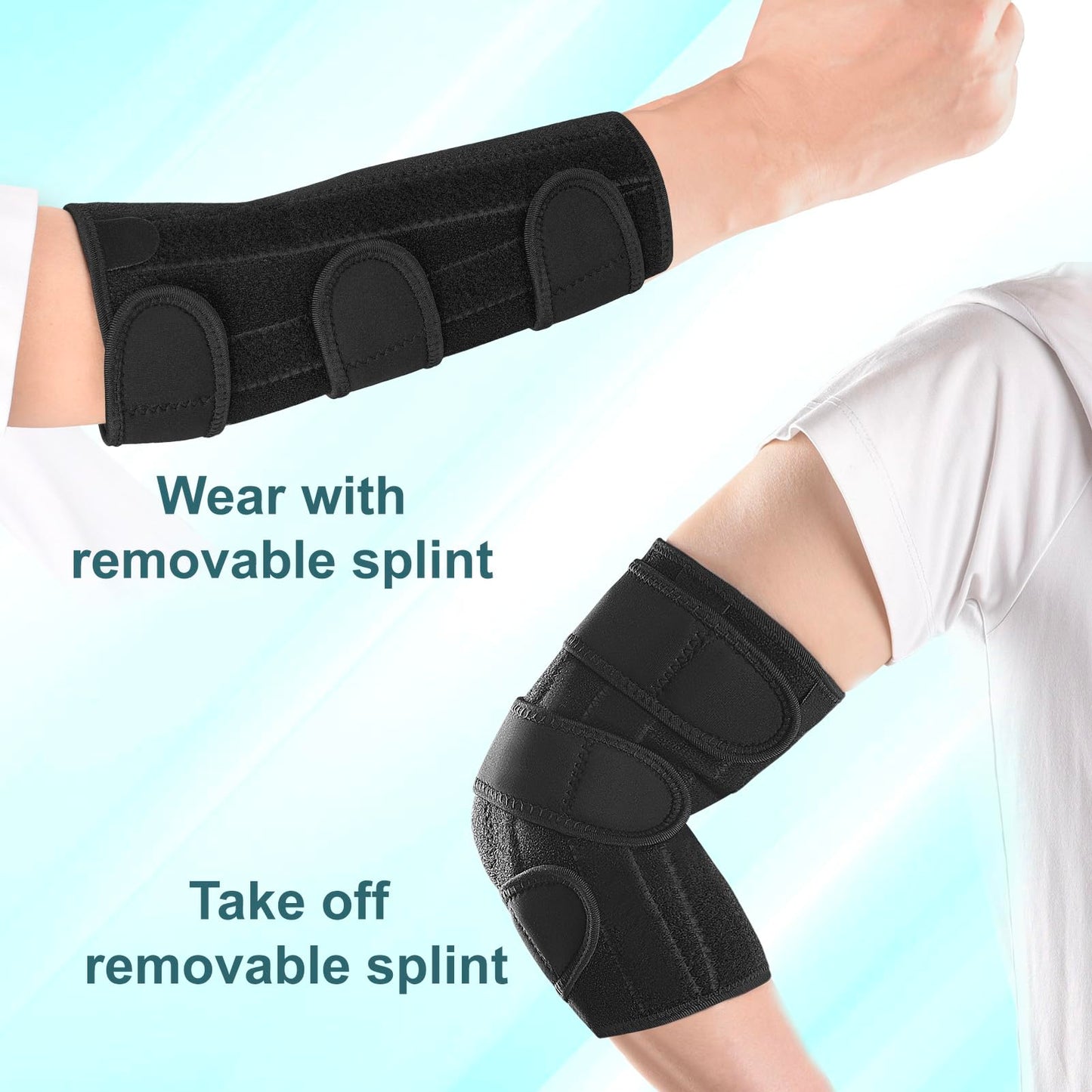 Clheatky Elbow Brace, Cubital Tunnel Elbow Brace, Elbow Splint for Sleeping Tendonitis, Ulnar Nerve Entrapment Brace Fit Women & Men, Right & Left Arm (L)