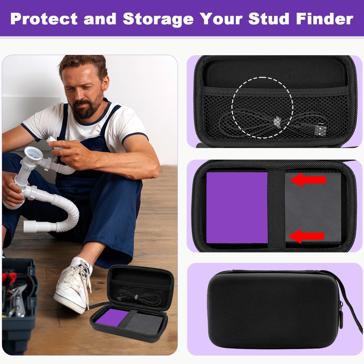 Case for The Walabot DIY 2/ 2m, Hard Carrying Case for Wall Scanner/Stud Finder– Protective Travel Storage Bag with Handle Strap & Mesh Pocket(Bag Only)