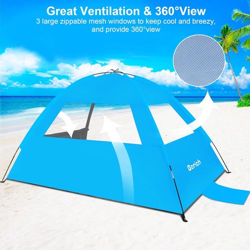 Gorich Beach Tent - Portable Sun Shelter for 3-10 People | UPF 50+ UV Protection & Easy Setup
