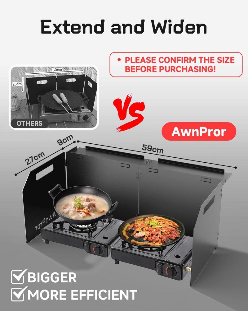 AwnPror Aluminum Camping Stove Windscreen,Lightweight Foldable Outdoor Wind Blocker Gas Stove Windshield Wind Screen with Storage Bag for Camping,Glamping,Hiking,Picnic,Backpacking,Cooking,Fishing