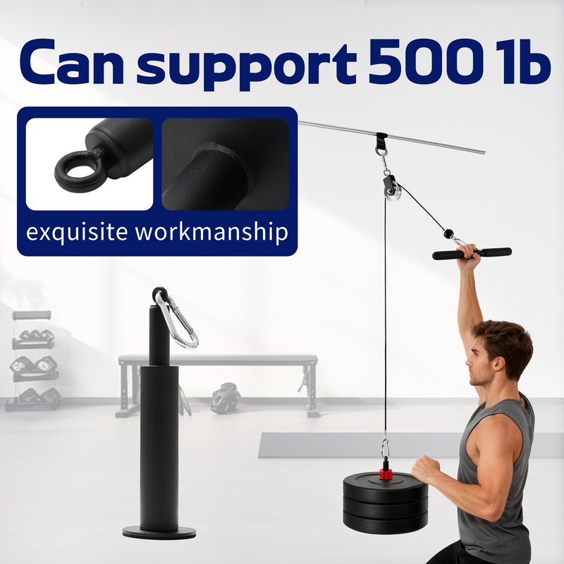 Tanverok Loading Pin for Cable Pulley System, 500LB Capacity Weight Stack Pin with Carabiner, Fits 1" & 2" Olympic Plates, Anti-Slip Base for Home Gym, Power Rack & LAT Pulldown Attachment