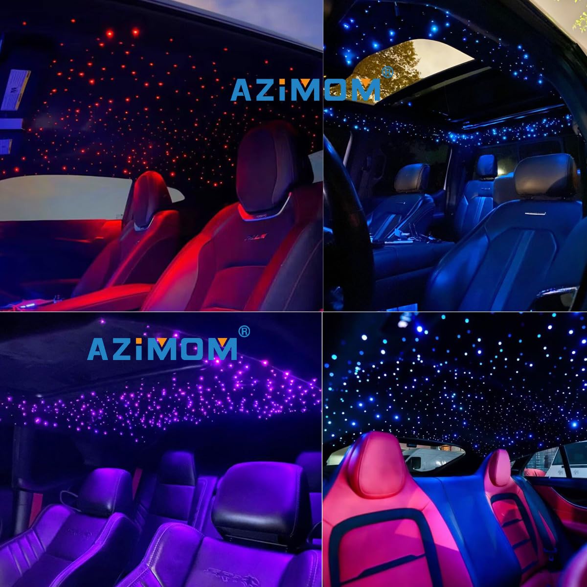AZIMOM Mini 6W 300pcs Twinkle Fiber Optic Starlight Headliner Kit for Car Home 0.03in 6.5ft End Glow Fiber Strands Sound-Activated APP& Remote Control Starlight Engine