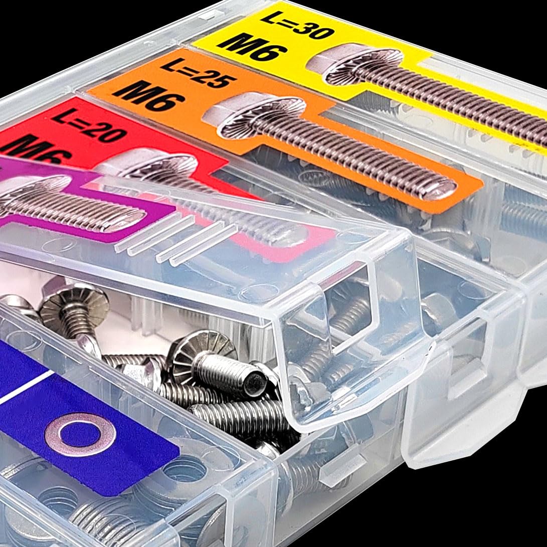 EEEEE Metric Hex Flanged Bolt Assortment Kit 138pcs and Nuts Kit Set,M6 Bolt 12 mm 16mm 20mm 25mm 30mm, Flange Metric Large Hardware Grade Hex Bolt Assortment,304 Stainless Steel Class Flat Washers