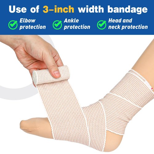 AZEN Premium 8 Pack Elastic Bandage Wrap (4x3, 4x4), Compression Wrap Bandage for Legs, Ankle, Knee, Tummy, Body, Latex-Free, Lymphedema Wraps for Legs